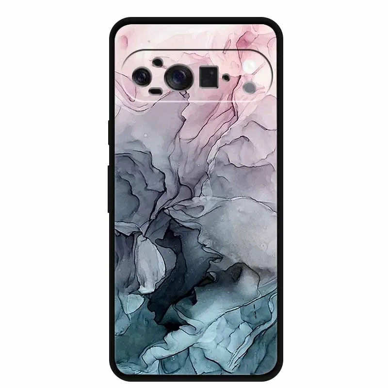 لجوجل بيكسل 10 برو غطاء رخامي ل Pixel10 برو سيليكون حافظة هاتف من البولي يوريثان الفقرة حافة سوداء الظهر لينة حامي هدية جرلي كابا