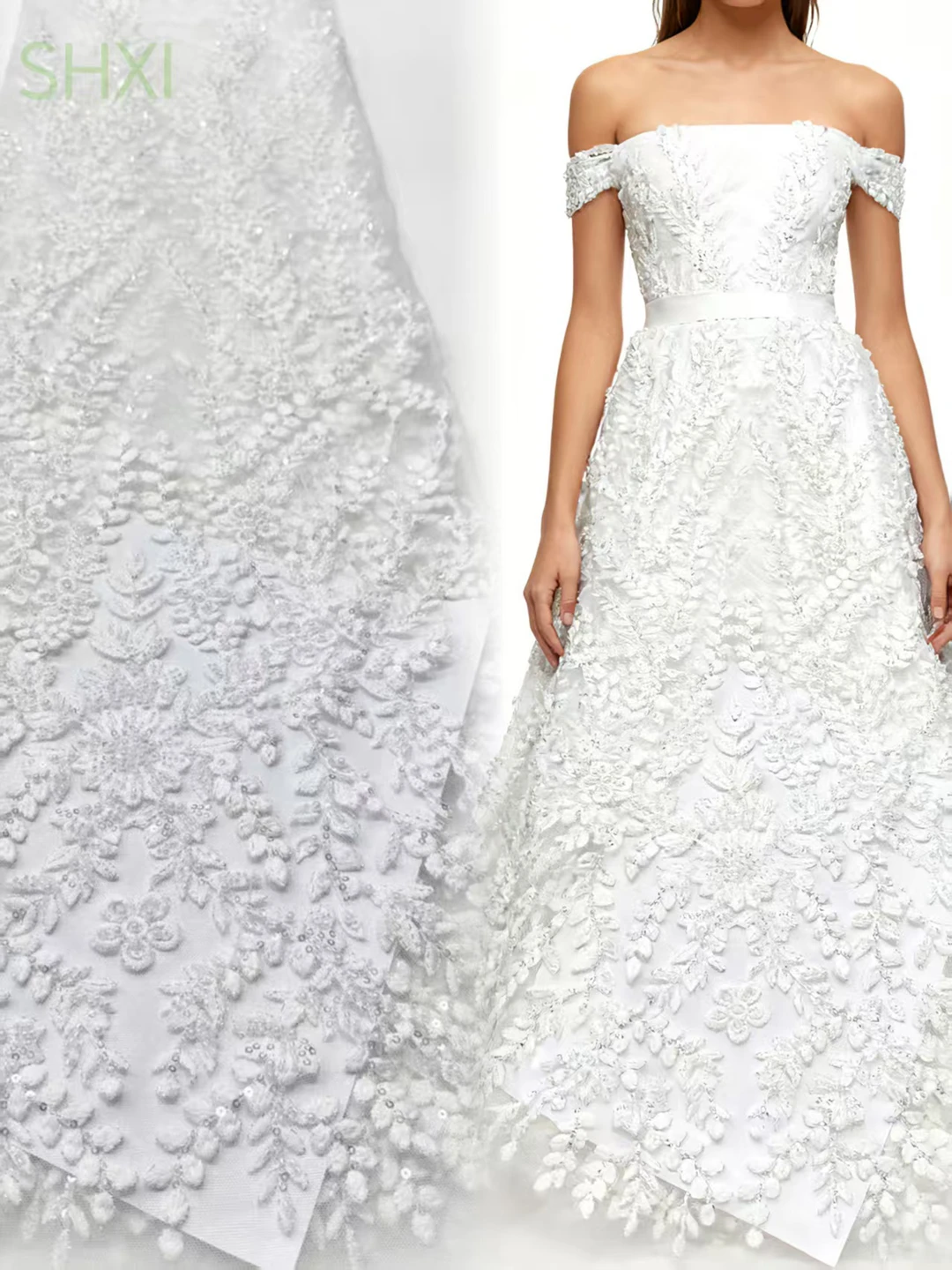 قماش دانتيل أفريقي 5 ياردات، قماش دانتيل شبكي مطرز من قماش الجاكار النيجيري مع خرز وترتر لخياطة فستان الحفلات