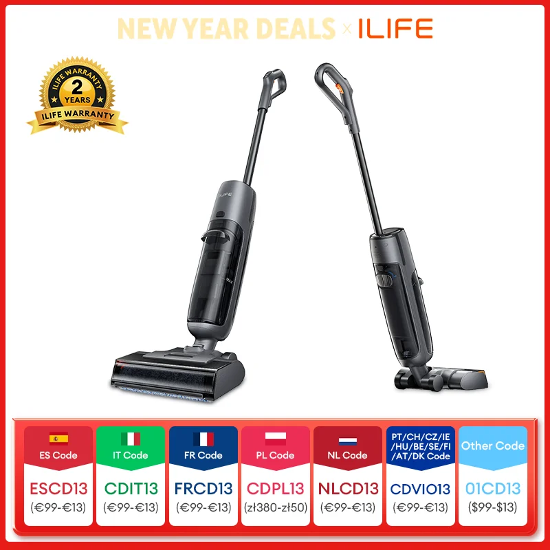 ILIFE W90 Pro sans fil humide sec vadrouille intelligente lavage, aspiration 7000 Pa, autonettoyage 1 Min, grand réservoir d'eau double, mise à jour W90