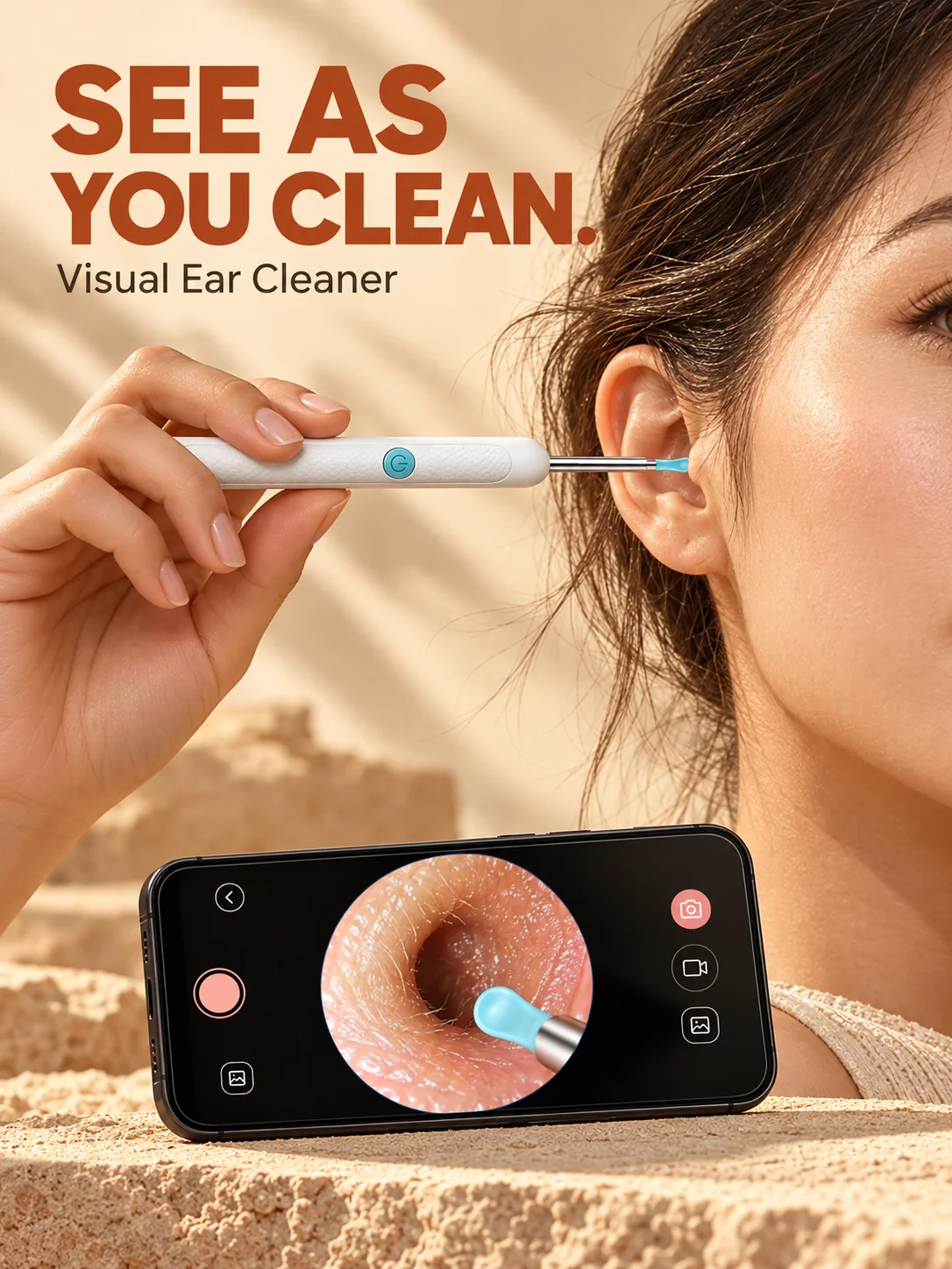 Visual Ear Cleaner with Camera, Ear Wax Removal Tool with Real-Time Phone View, Photo & Video Recording for Adults