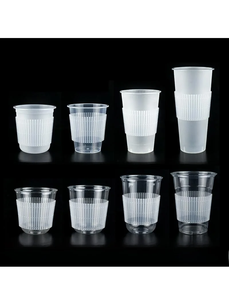 

Heat Resistant Slip Proof Plastic Cup Holder 98mm Diameter 90PP Fat Cup Cover for Tea Milk Tea Transparent Design