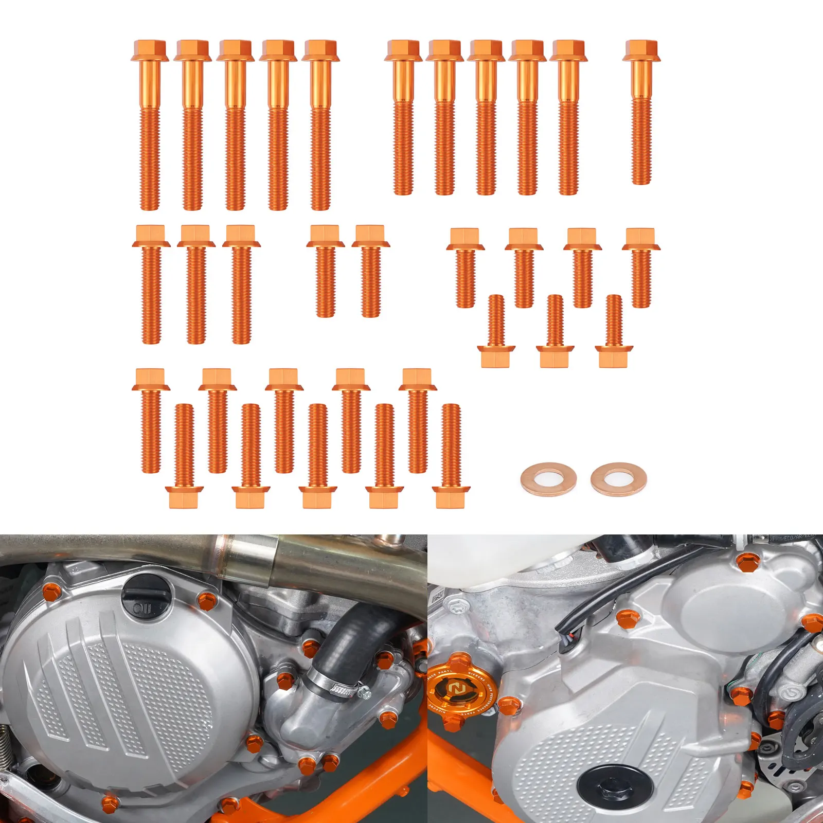 35PCS M5 M6 Aluminum Engine Bolts Kit For KTM 250 350 EXCF EXC-F 2017 2018 2019 2020 2021 2022 Clutch Cover Water Pump Cover