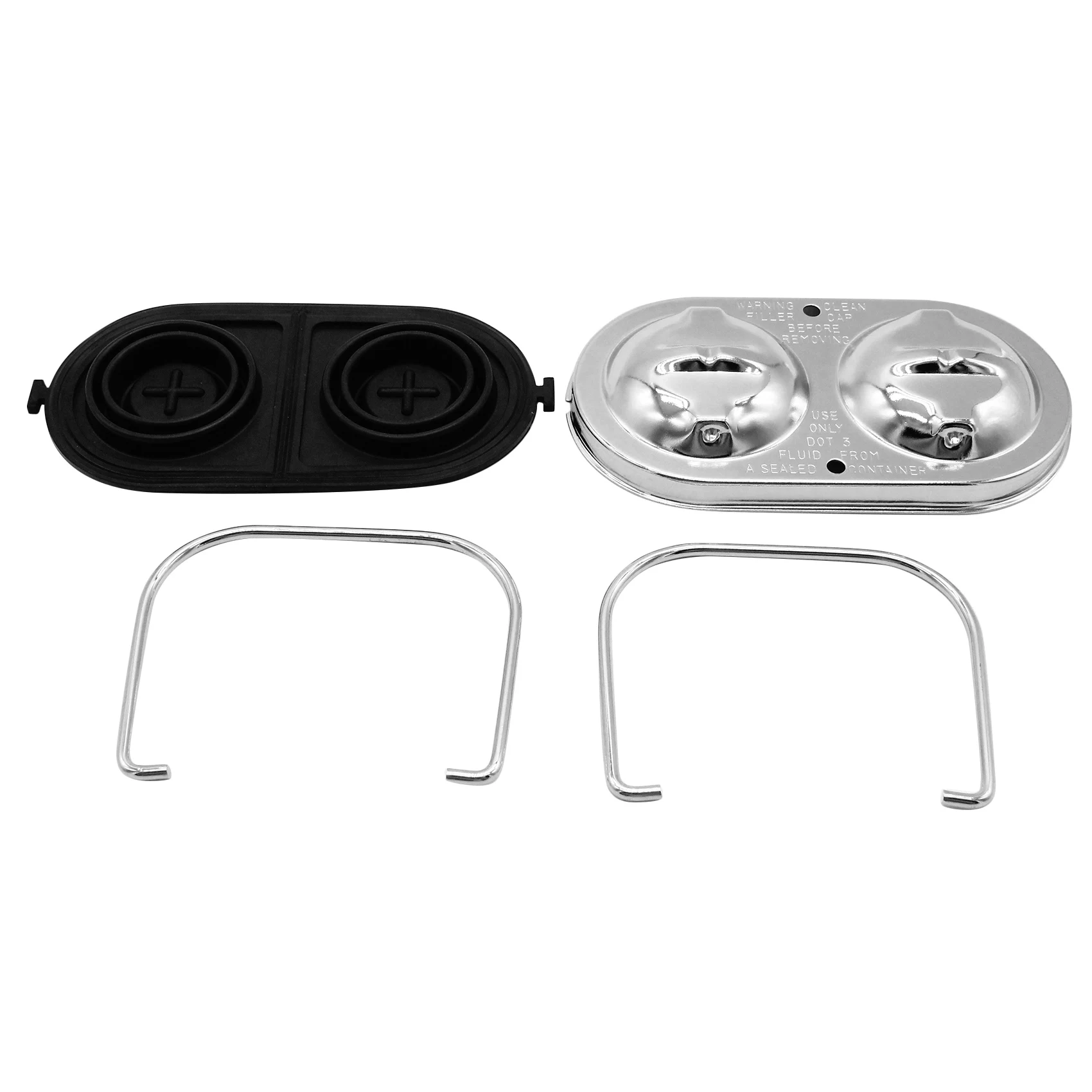 Brake Master Cylinder Cover with 2PCS Bails Rubber Gasket Chrome Finish Replacement for Chevy Corvette 1967-1982