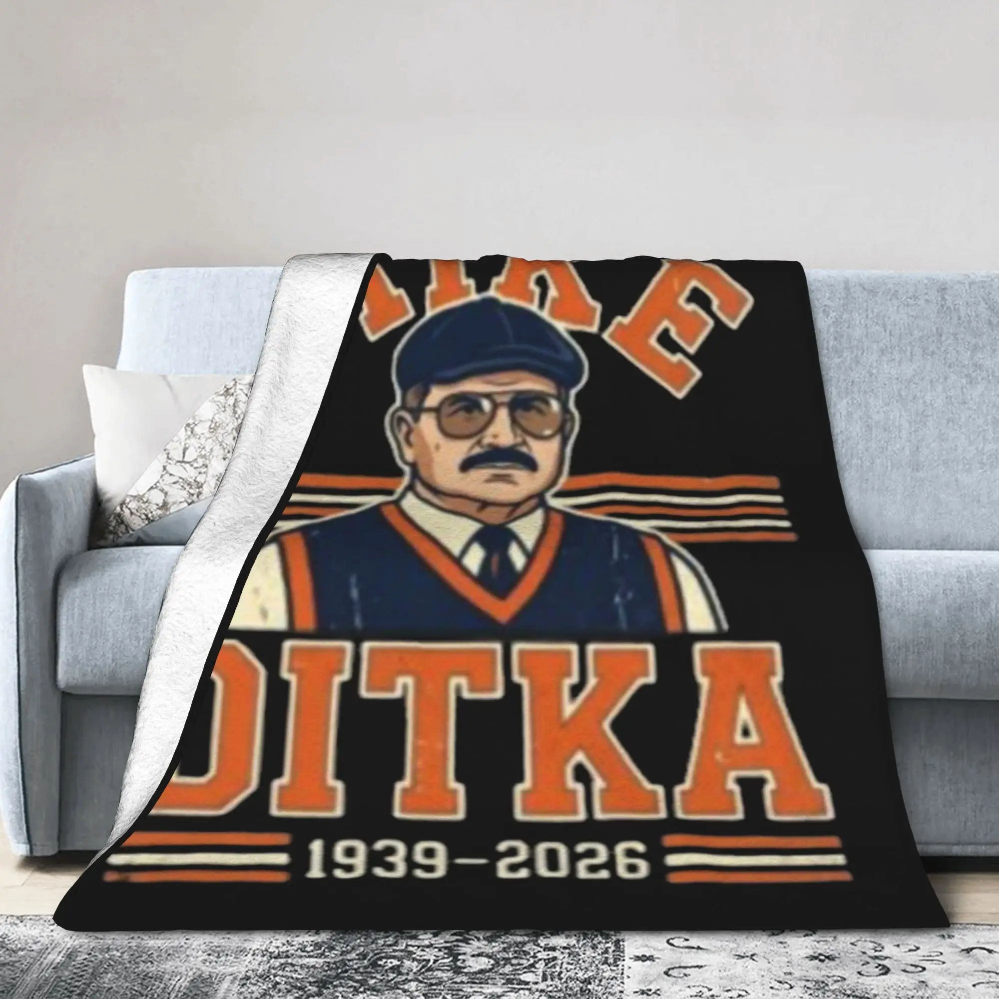 Mike Ditka Football Legend Blanket Cover Fleece  Super Warm Throw Blanket for Bedroom Sofa Bed Rug