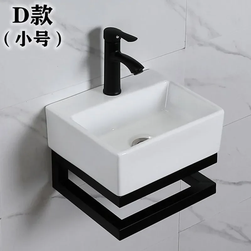 for Wall Mounted Ceramic Wash Basin Small Apartment Simple Household Balcony Sink with Stainless Steel Bracket Waterproof