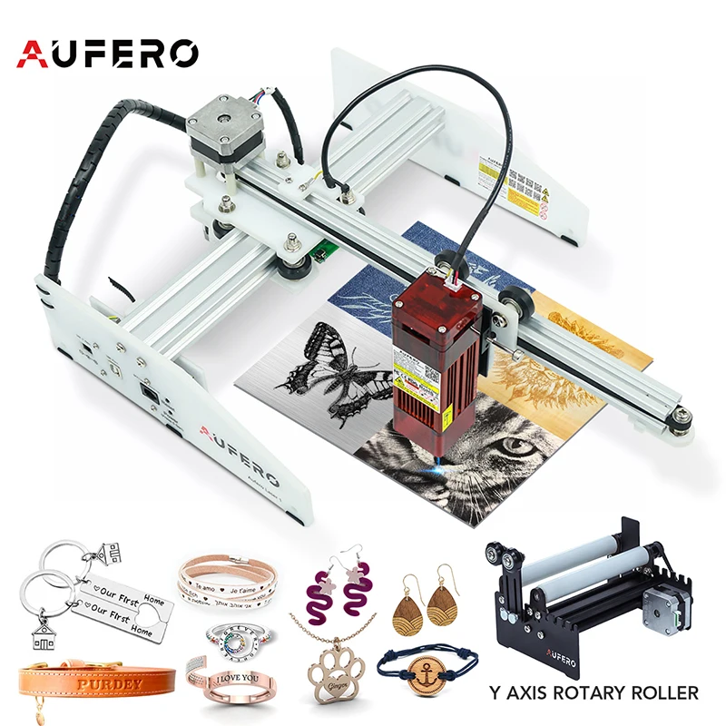 Iniciante Portátil Laser Gravador Cortador com Rolo Rotativo Marcação Máquina de Gravura Aufero Pré-instalar Madeira Metal Colar Anel