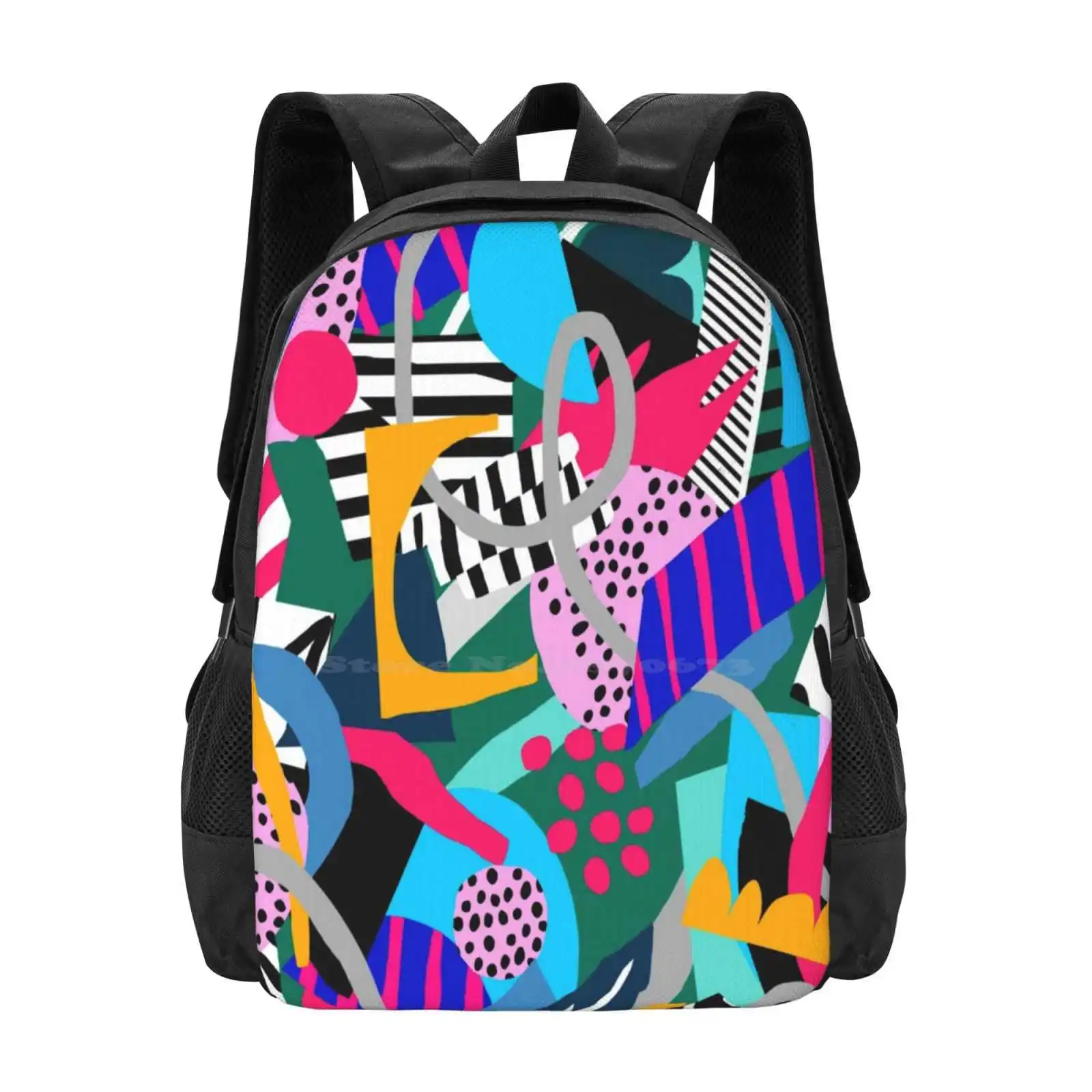 Jungle Freestyle 2 3d Print Design Backpack Student Bag Nature Vector Freehand Leaves Leaf Colors Abstract