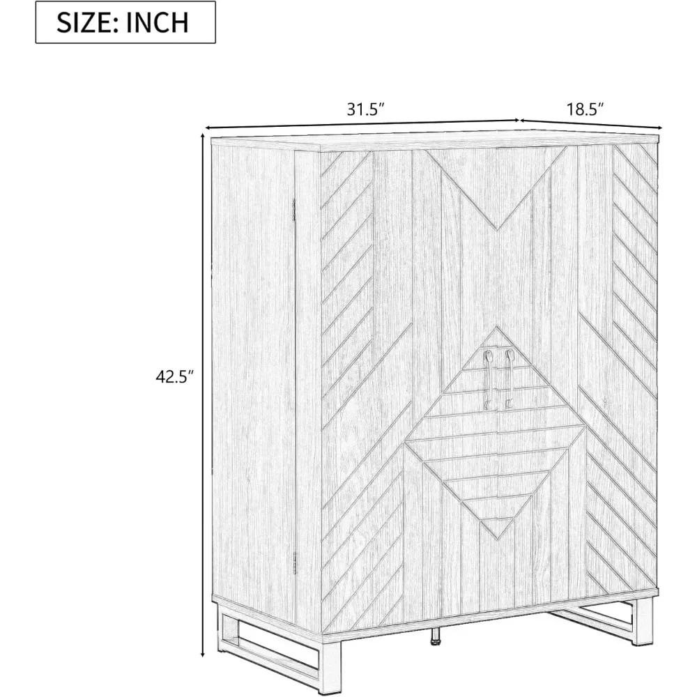 収納付きの刻まれたワインキャビネット、モダンなホームバー、42.5インチ