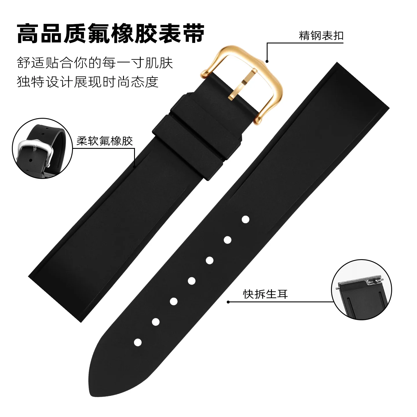 الرجال الإفراج السريع المطاط Fkm حزام ل كارتييه دومونت سانتوس 15.5 مللي متر 17.5 مللي متر النساء سوار فلوروروبر حزام (استيك) ساعة للطي المشبك