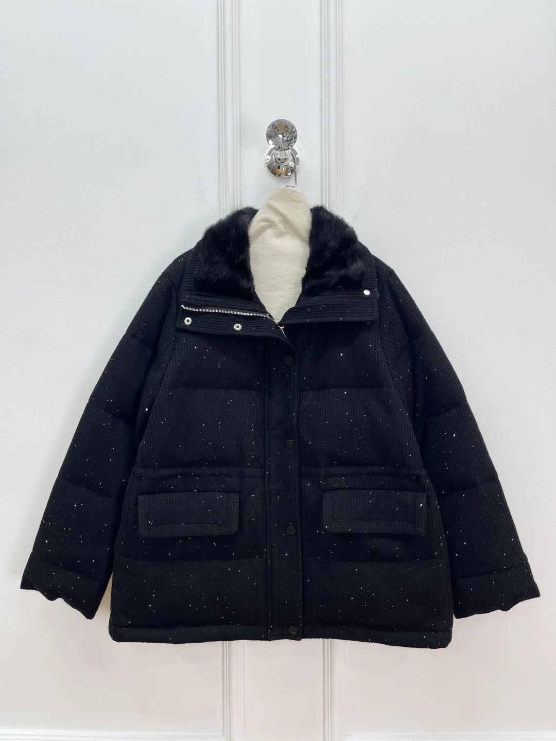 

Женская пуховая куртка с воротником из меха норки, осенне-зимняя, с длинными рукавами, однобортная, свободного кроя