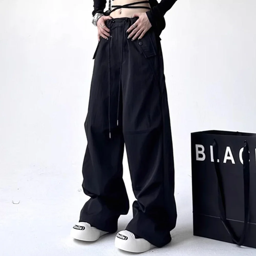 

Брюки, весенние корейские удобные однотонные брюки в стиле сафари с натуральной талией, длинные широкие брюки для отдыха для женщин