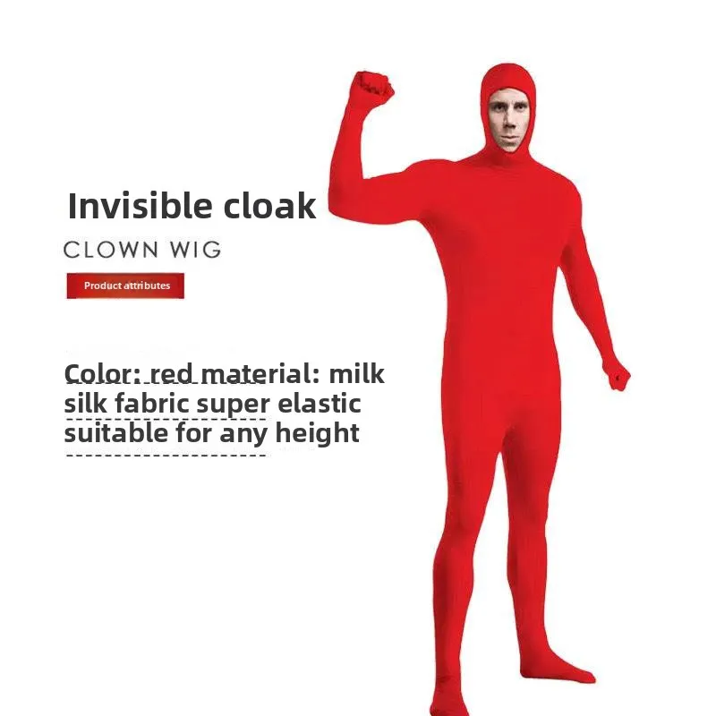 بدلة تنكرية غير مرئية للبالغين لأداء المسرح، زي نينجا غير مرئي للهالوين، ملابس سوداء ضيقة تكشف الوجه، عباءة غير مرئية