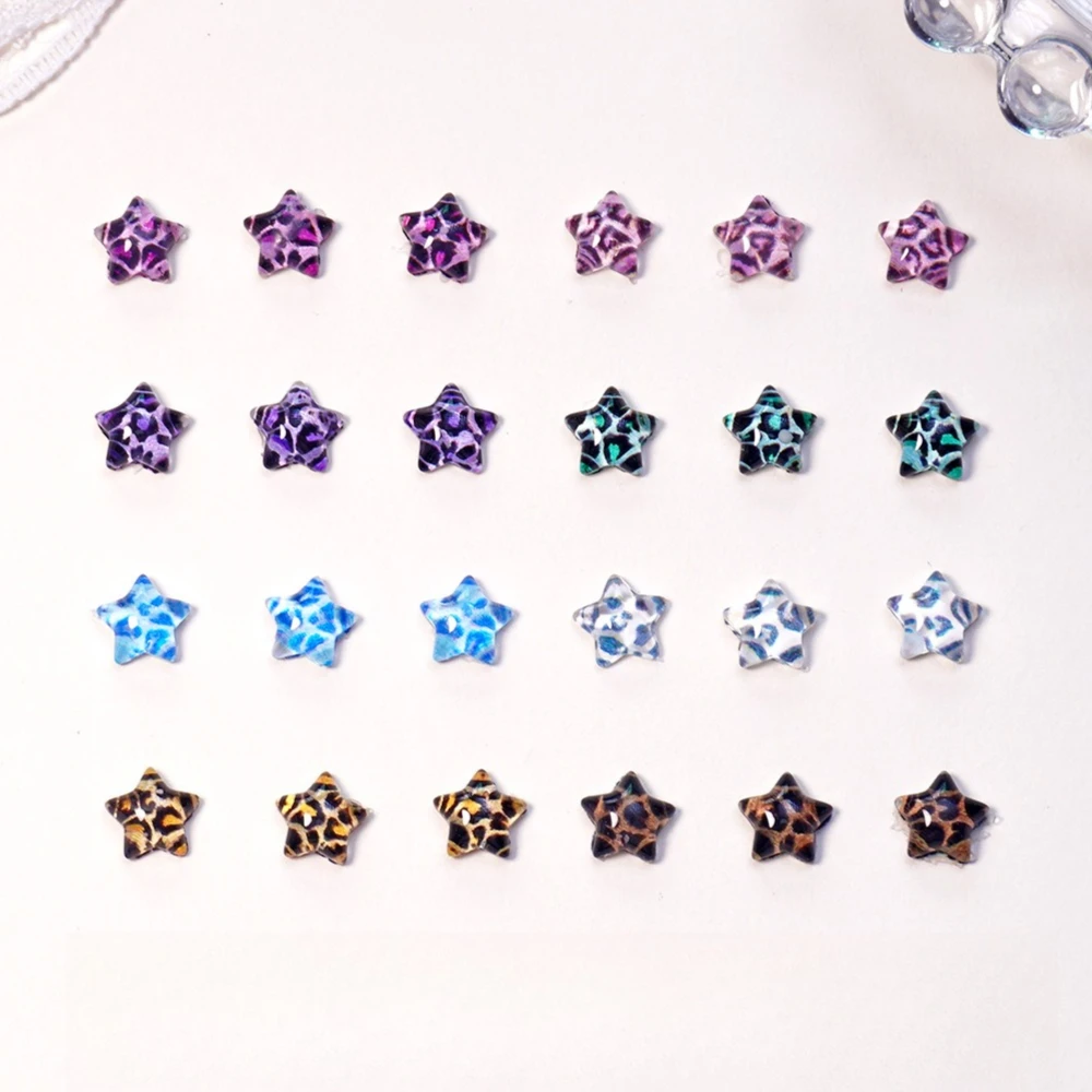 30/50/100 pièces imprimé léopard étoile glace résine transparente bricolage Nail Art décorations por