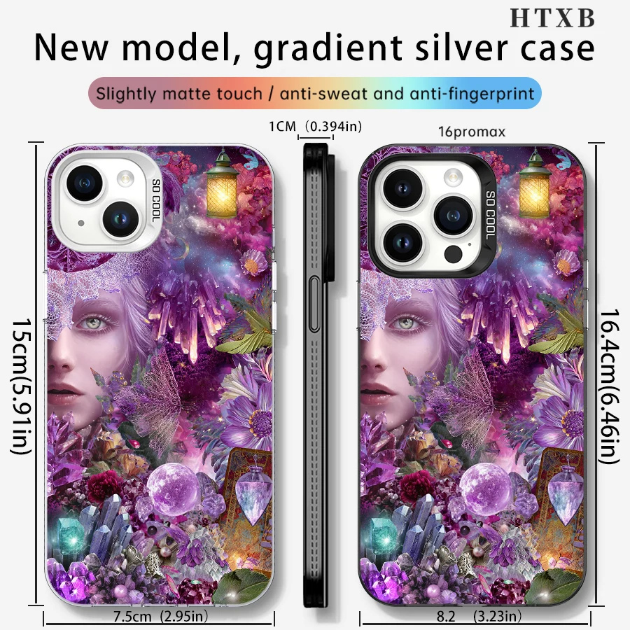 عالم غامض لحافظة الهاتف الأرجواني الوهمي لهاتف iPhone 17 إلى 11 Pro Max Plus