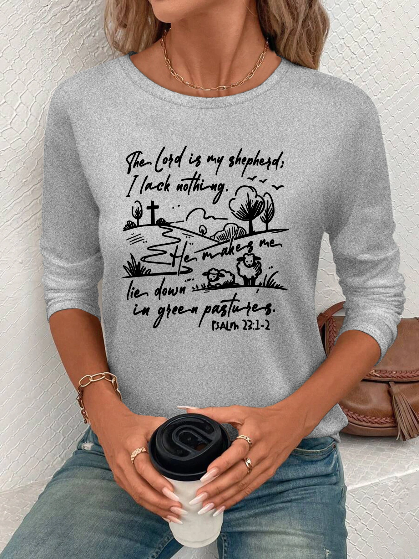 Printed pattern women's round neck T-shirt, casual T-shirt, regular fit, machine washable, all-season versatile, 100% polyester