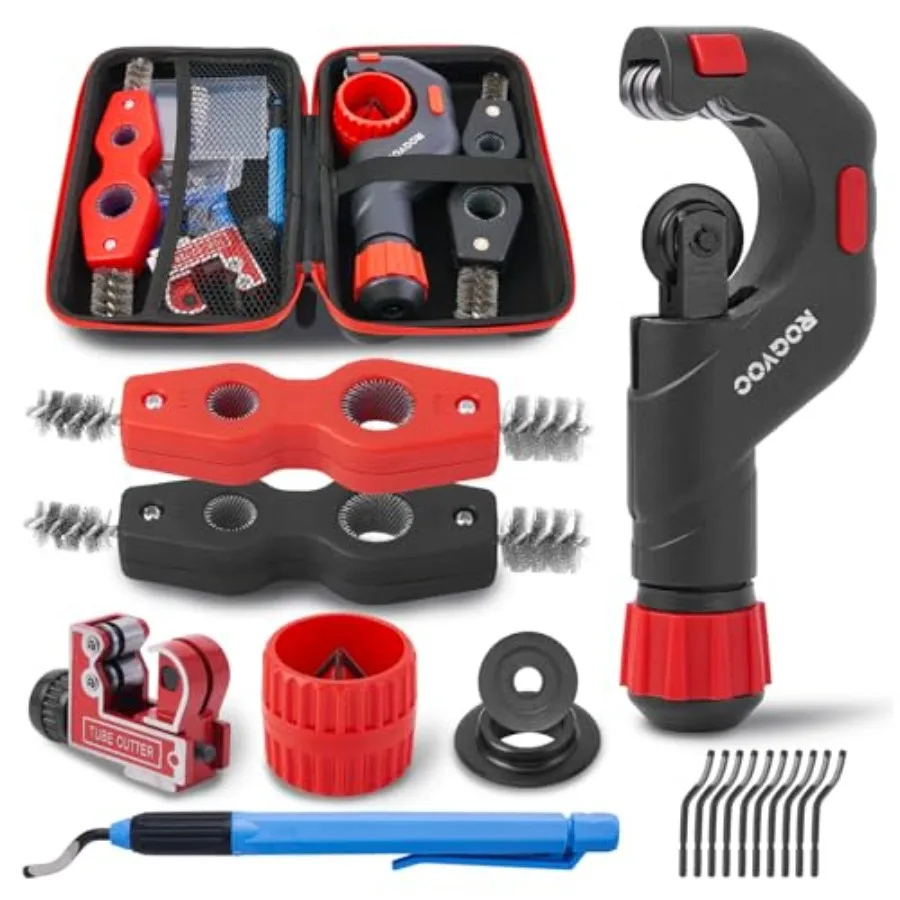 

Copper Pipe Cutter Kit 1/8-1-1/8 in Mini Tube Cutter 5-50 mm Bearing Pipe Cutter Deburring and Chamfer Tools Pipe Cleaning Brus