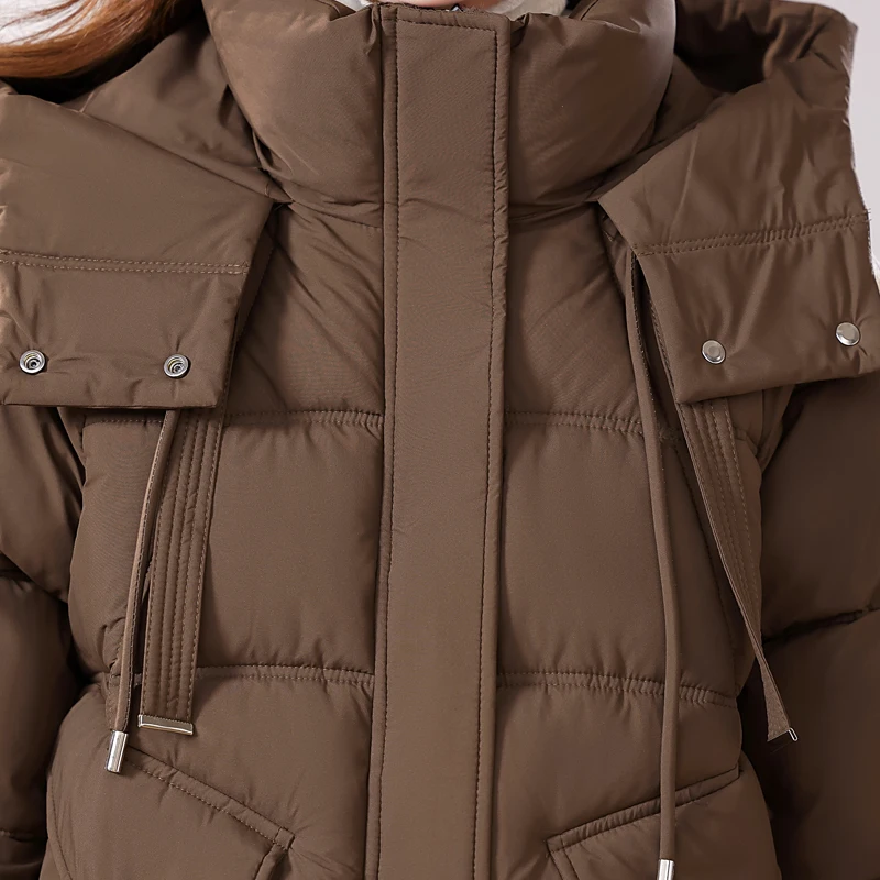 Abrigos largos de invierno para mujer, Parkas elegantes y gruesas y cálidas con capucha, prendas de vestir exteriores holgadas, chaquetas para mujer 2024