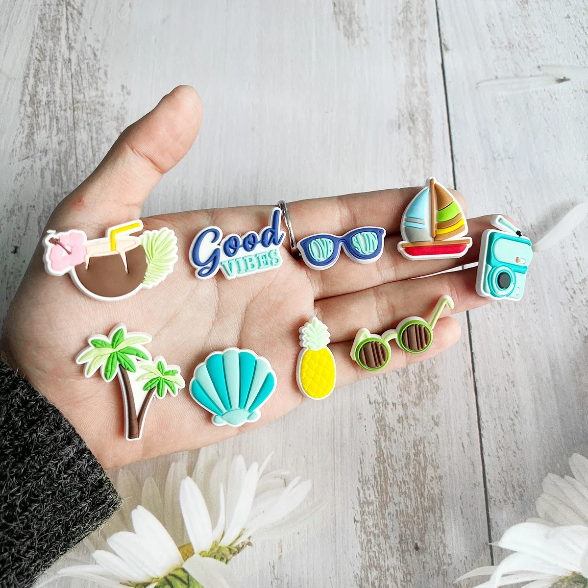 Summer Coco Sailboat Shoe Charms Pin for Crocs Accessories Charms Clogs Bubble Slides Shoe DIY Shoe Decoration Buckle Party Gift