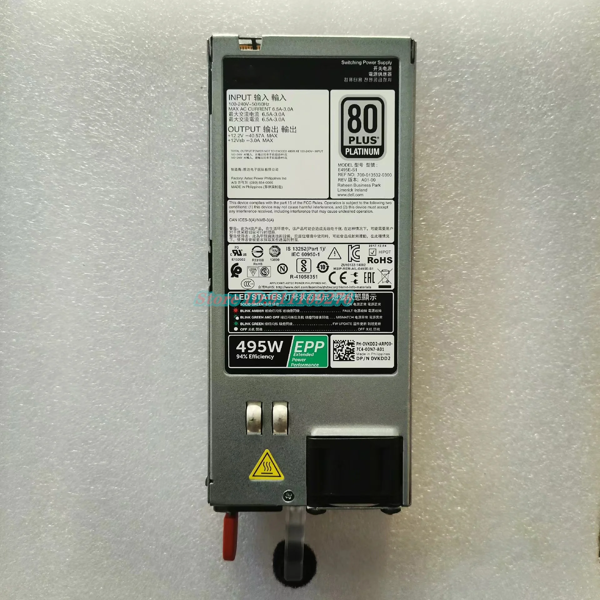 D495E-S1 E495E-S1 495 Вт для DELL R630 R730 R730XD R740 R640 R530 T430 SERVER EPP Блок питания, 0GRTNK 0T41F3 0VKDD2 09338D 0TH1CT