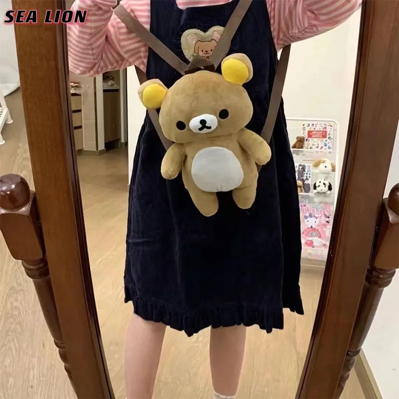 45 センチメートルかわいいリラックマぬいぐるみバックパックかわいいクマバッグ学生バックパックアニメ漫画のガールフレンド女の子の誕生日プレゼントのおもちゃ