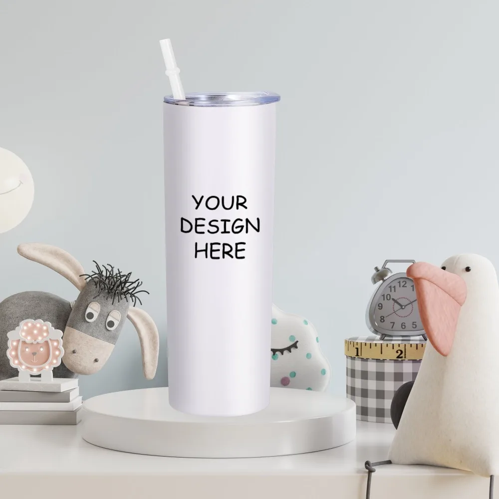 Custom Text Photo Tumbler with Lid and Straw Personalized Your Own Text Gift for Women Men 20 oz Thermos Cup Water Bottle Travel