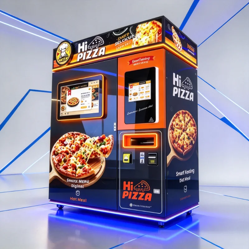 Touchscreen Pizza Vending Machine 20-150 Storage Capacity Multi Payment Automatic Stock Monitoring Street Customized