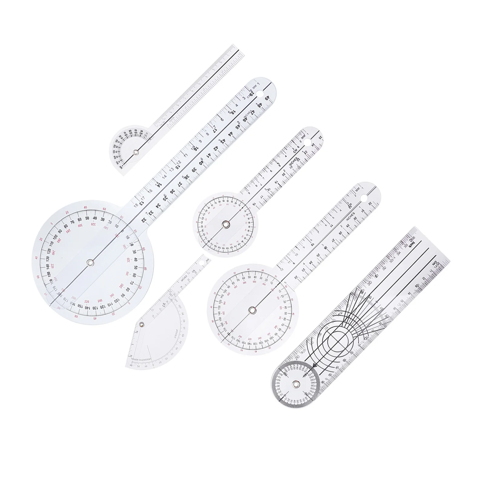 

6pcs Spinal Goniometer Medical Ruler 360 Degree Angle Protractor For Joint Finger Spine Motion Measurement Tool Plastic Angle