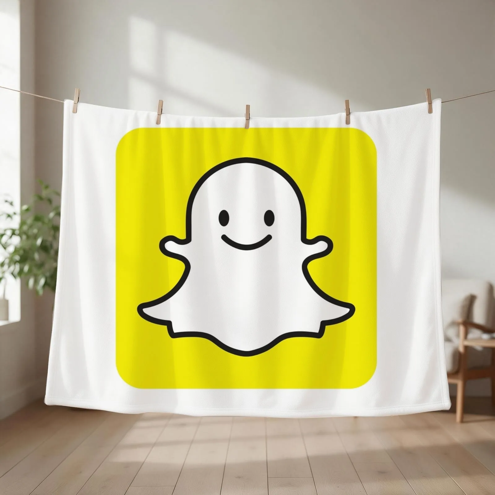Snap Chat Smile Face Accessories. Throw Blanket couch cozy soft plush fuzzy picnic outdoor blanket