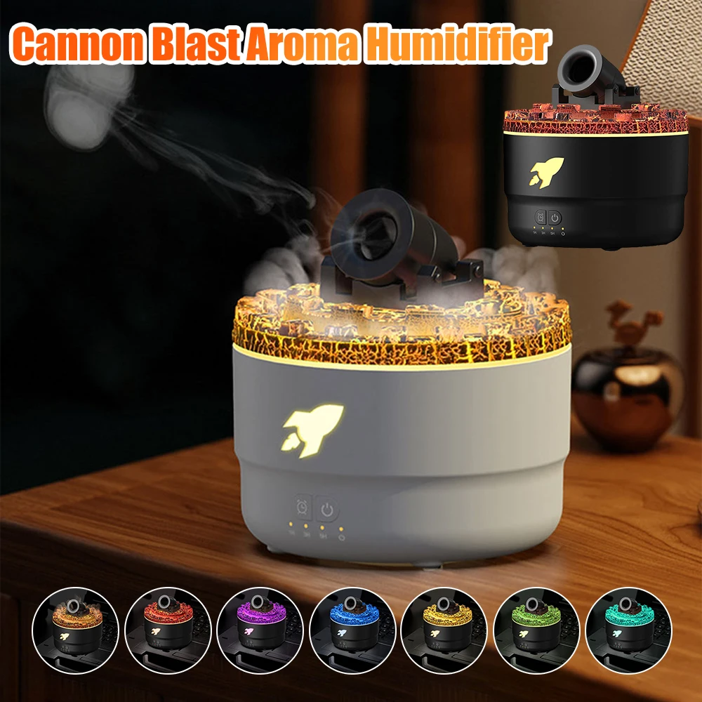 Cannon Blast Aroma Humidifier Volcanic Crack Light Essential Oil Diffuser Aromatherapy Air Humidifier Diffuser Home Decorations