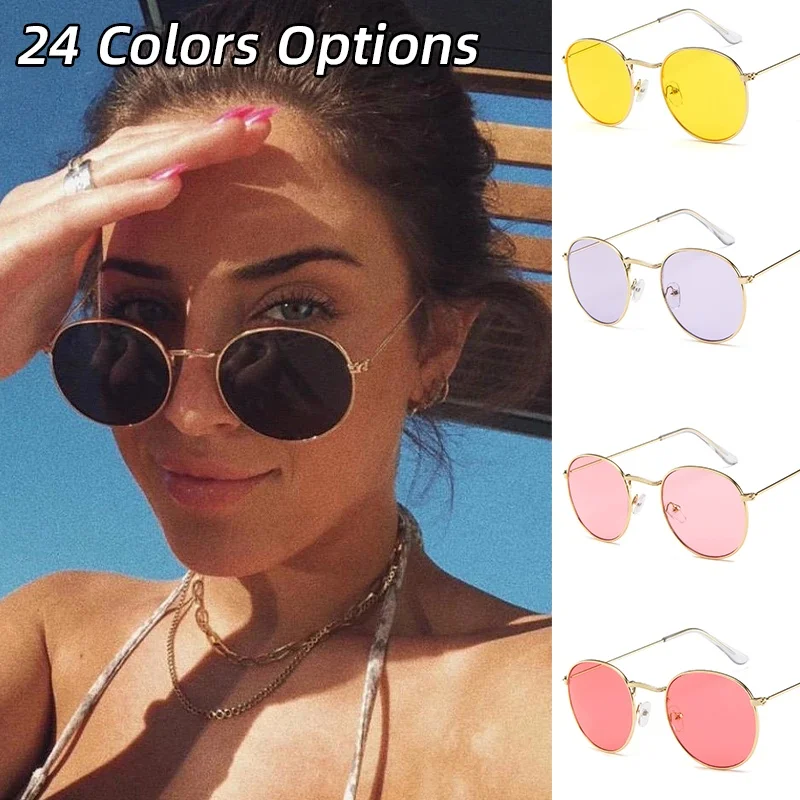 2022 Sunglasses for Women Retro Round Sun Glasses Men Vintage Luxury Small Frame Mirror Eyewear Metal Frame Shades Eyewear UV400