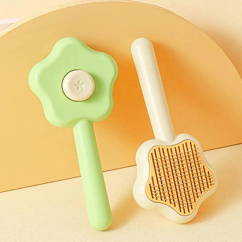 

Cat Grooming Tool Cat Hair Brush Durable Pet Comb Cartoon Star Shape Hair Remover Brush for Dogs Cats One Click Clean Massage