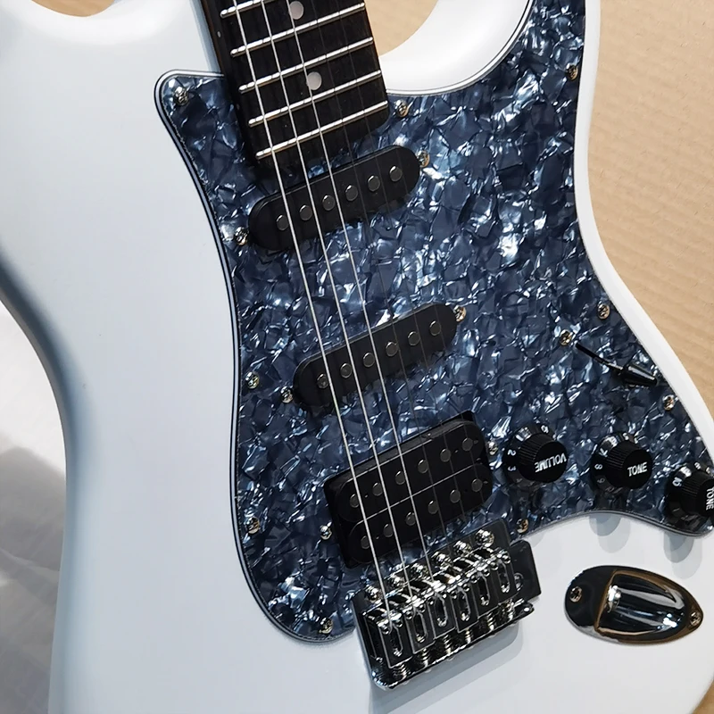 39-Inch Full Electric Guitar Kit Solid Body Matte White Beginner Starter Amplifier Bag Strap 22 Fret Maple S-S-H Pickup