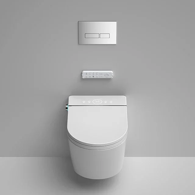 Bathroom bidet foot sensor auto automatic flush intelligent wc complete set wall hung smart toilet with tank smart hanging toile