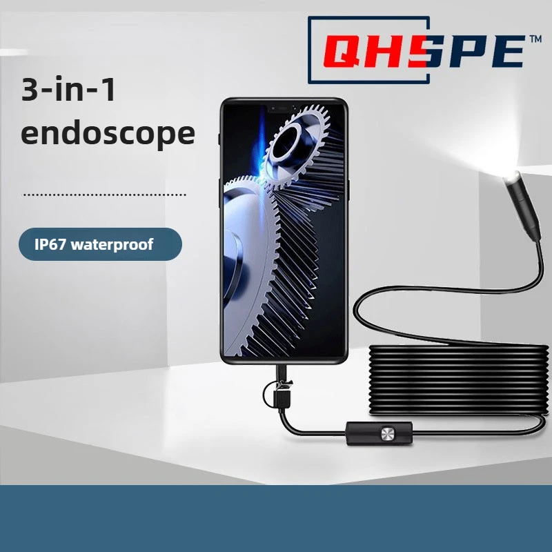 8mm Android mobile phone endoscope HD camera industrial car inspection pipeline air conditioning engine probe.