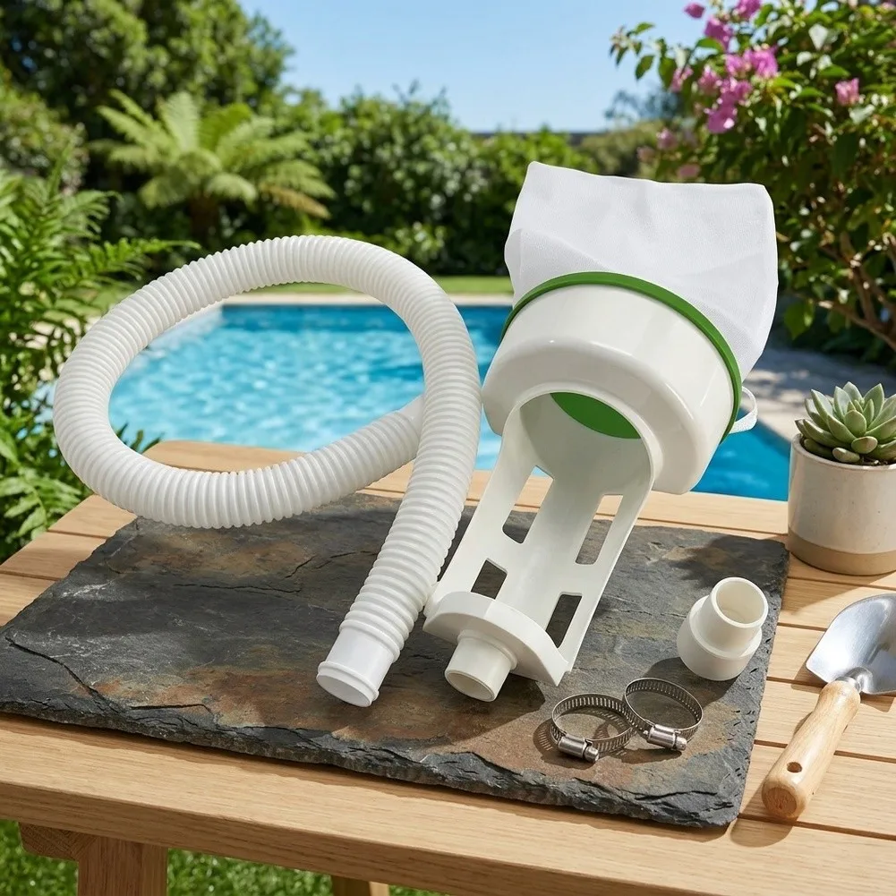 /B001 /Mesh /Pool Leaf Bag With Hose Connector For Efficient Debris Removal And Garden Hose Attachment Black PVC Swimming Pool C