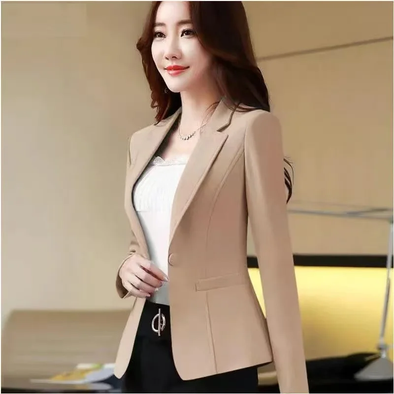 Primavera outono feminino terno jaqueta preto profissional terno entrevista formal roupas de trabalho senhora do escritório ol clássico blazers para mulher