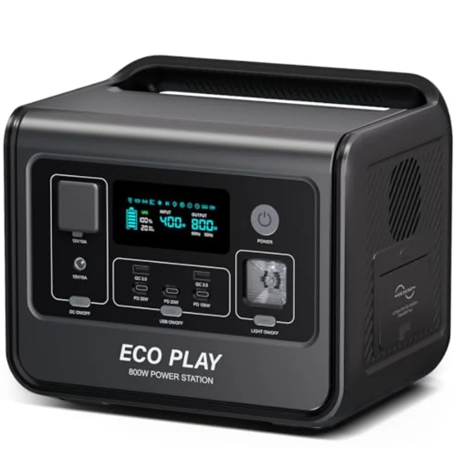 EP800 ポータブル電源 512Wh LiFePO4バッテリー ソーラー発電機 AC 800W 1200W最大出力 急速充電1.5時間 8出力