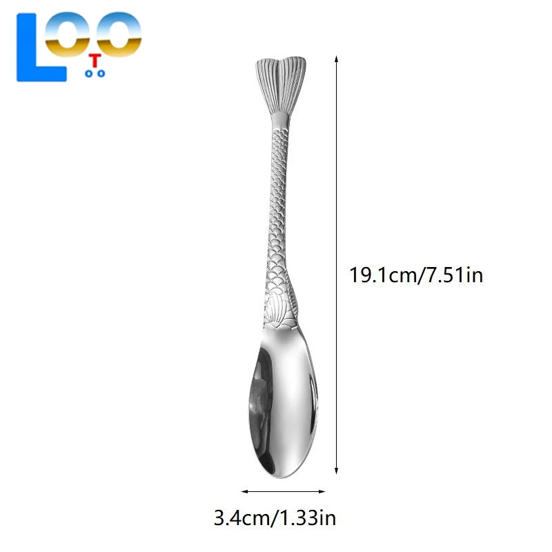 2 個ステンレス鋼クリエイティブフィッシュテールダイニングスプーンフォーク食べるスプーン顔子供フォークデザートフルーツフォーク食器セット
