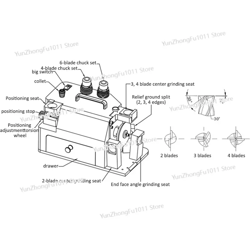 

Quick sharpener Milling cutter grinding machine Large and small milling cutter grinder Old end mill MR-X1 grinding CBN or SDC