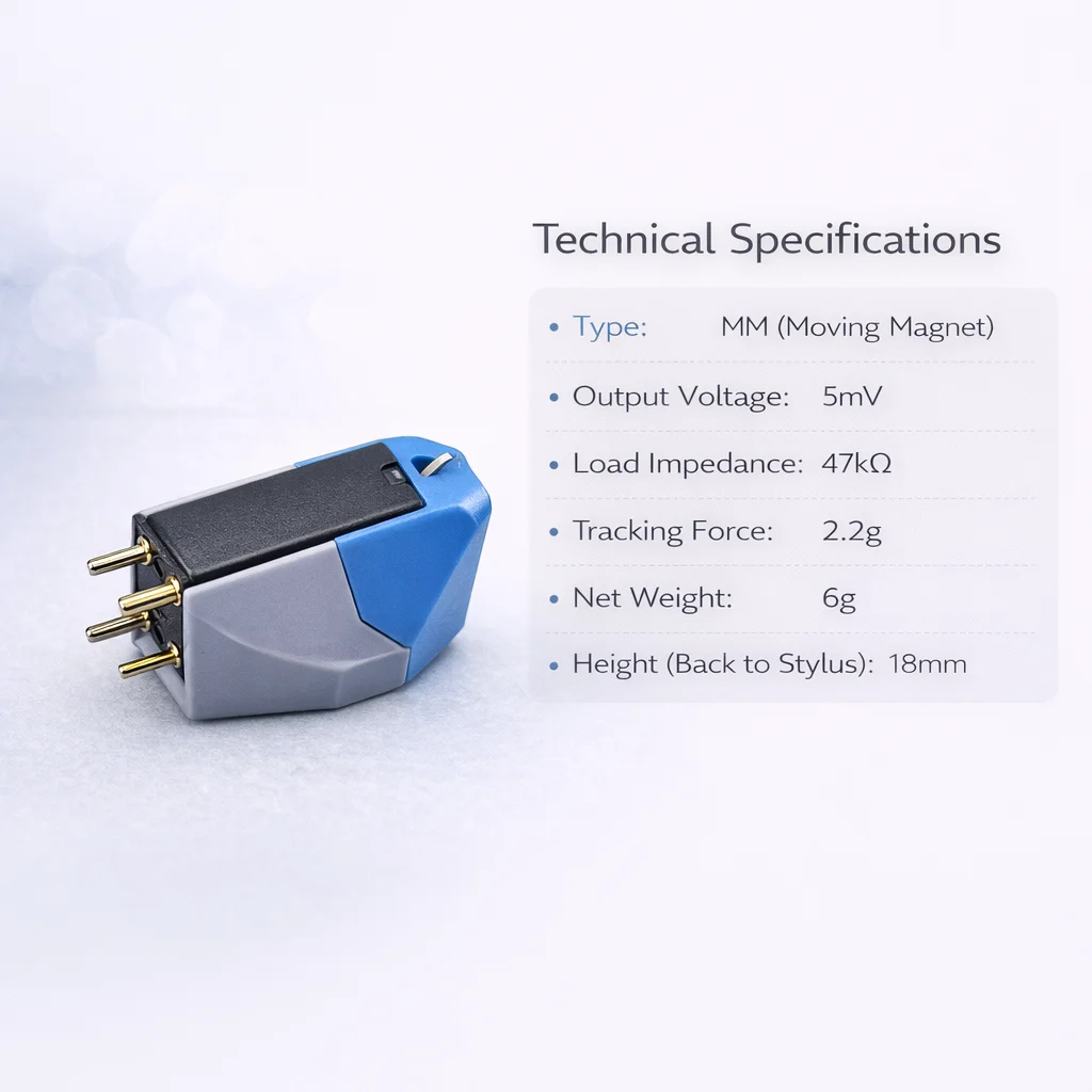 MM Phono Cartridge for Beginners, Smooth Sound, 2.2g Tracking Force, 2-Screw Mount, MM-13 view 6
