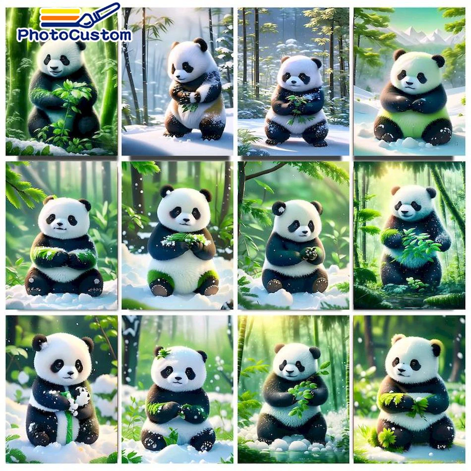 

PhotoCustom Diy Paint By Numbers For Adults Crafts Hand Paind Panda Animal Kit Canvas Painting Landscape Living Room Home Decor