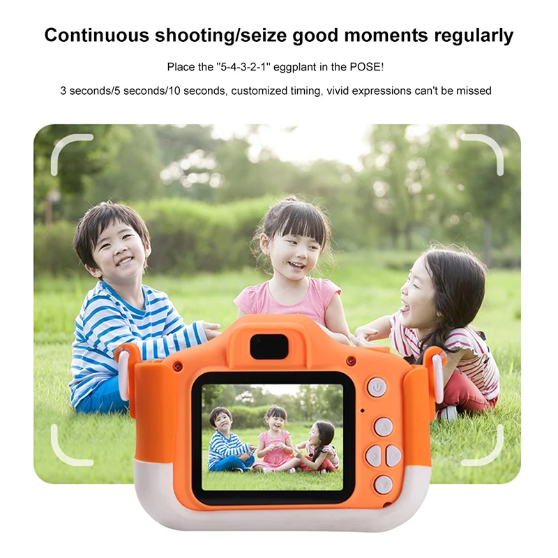 X5S Kids Digital Camera HD 1080P 20MP Children Fox Camera USB Charger Built-In Game Camera Shockproof Silicone Protection Cover