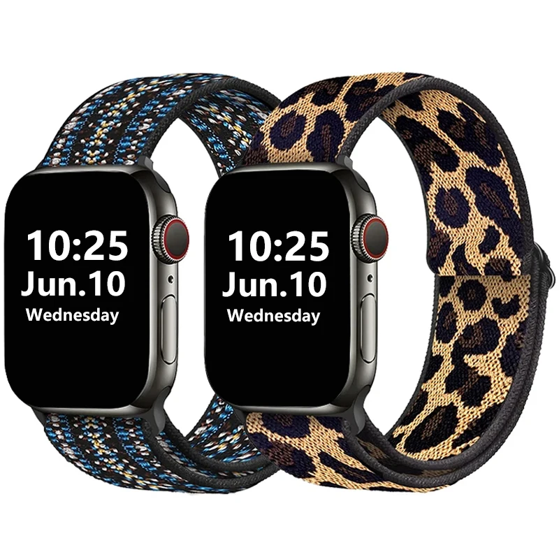 Loop strap for apple watch band 41mm 40mm 38mm 45mm 44mm 42mm Stretchy  iWatch  series 8/76/5/4/3/2/1 Double-Layer Stretch  belt