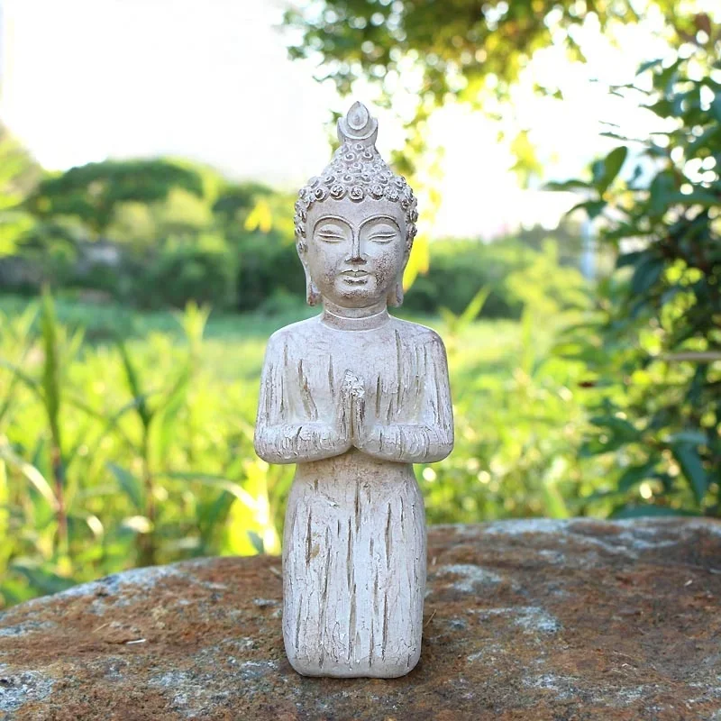 

Japan Mini Praying Buddha Statue Sculpture Resin Fengshui Monk Figurine for Garden Decor Home Decoration Accessories Modern