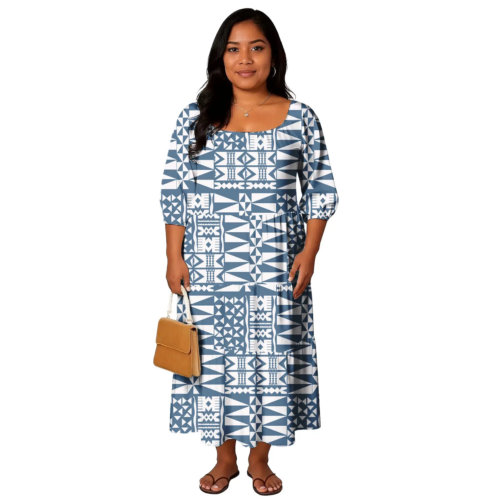 فستان نسائي مطبوع حسب الطلب للحفلات المسائية Puletasi ملابس قبلية بولينيزية فساتين ساموا فيجيان لجزر المحيط الهادئ #6