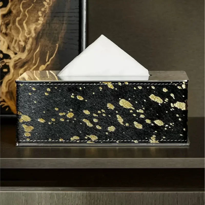 Luxury Hotel Style Tissue Box Desktop Napkin Holder Living Room Decorative Paper Dispenser Commercial High End Ornament for