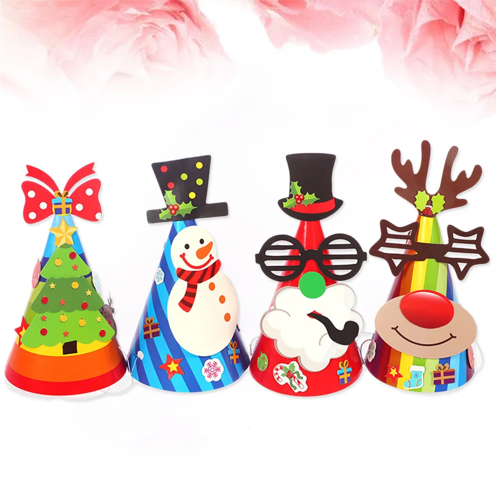 

12Pcs Christmas Hat Cartoon Paper Creative Ornament for Holiday Decor Christmas Cosplay Comfortable Elastic Secure Fit