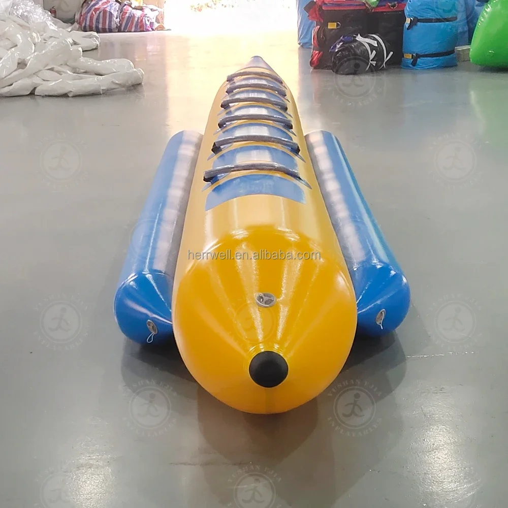 JWWater Sport Game Pvc 10 Seats Inflatable Banana Boat for Sale Jumbo Dog Ski Tube Peg Tube Dogs Jumbo Hot Dog Tube