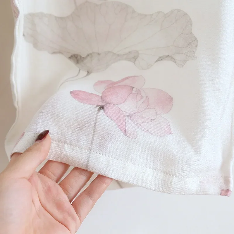 여름 여성 잠옷 2 Pcs 세트 중국 고대 스타일 여성 잠옷 홈 정장 반팔 반바지 라운드 넥 Pijamas