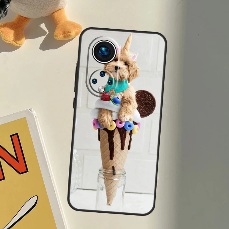 Dog Caramel Cakes dark chocolate bath For Huawei P20 Lite P30 P40 Pro Nova 9 Nova 5T P Smart 2019 Phone Case For Honor 50 Coque